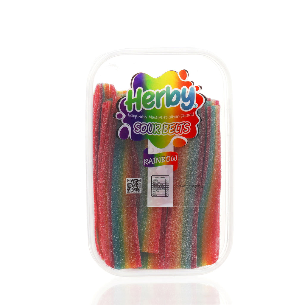 HERBY SOUR RAINBOW BELTS 10 OZ