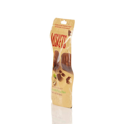 MISKETS MILK CHOCOLATE COATED DRIED BAKLAVA  WITH PISTACHIO
