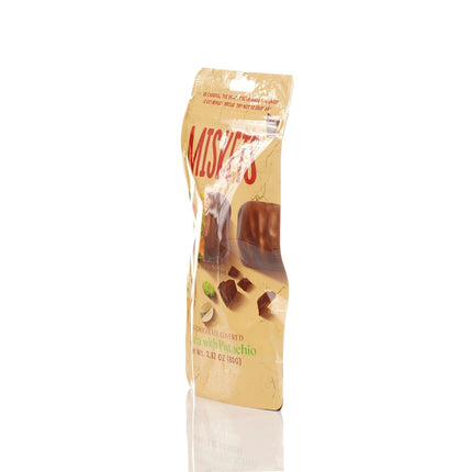 MISKETS MILK CHOCOLATE COATED DRIED BAKLAVA  WITH PISTACHIO