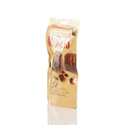 MISKETS MILK CHOCOLATE COATED DRIED BAKLAVA  WITH PISTACHIO