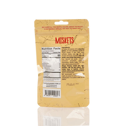MISKETS MILK CHOCOLATE COATED DRIED BAKLAVA  WITH PISTACHIO