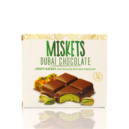 MISKETS MILK CHOCOLATE WITH CRISPY KADAYIF AND PISTACHIO FILLING  (100gr. Dubai Chocolate)