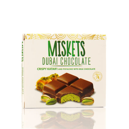 MISKETS MILK CHOCOLATE WITH CRISPY KADAYIF AND PISTACHIO FILLING  (100gr. Dubai Chocolate)