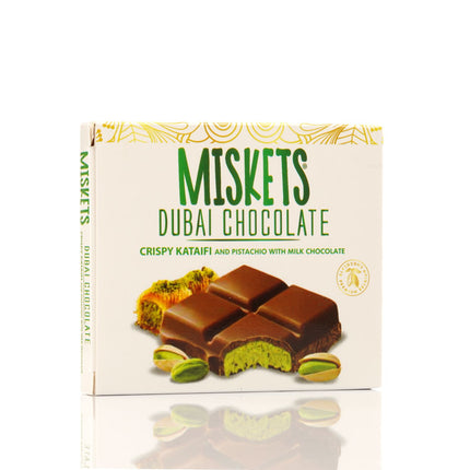 MISKETS MILK CHOCOLATE WITH CRISPY KADAYIF AND PISTACHIO FILLING  (100gr. Dubai Chocolate)