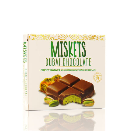 MISKETS MILK CHOCOLATE WITH CRISPY KADAYIF AND PISTACHIO FILLING  (100gr. Dubai Chocolate)