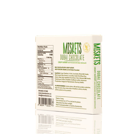 MISKETS MILK CHOCOLATE WITH CRISPY KADAYIF AND PISTACHIO FILLING  (100gr. Dubai Chocolate)