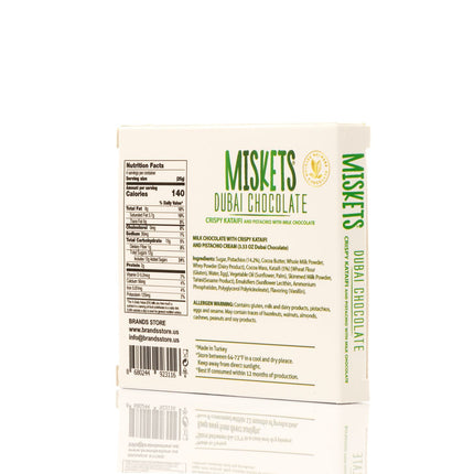 MISKETS MILK CHOCOLATE WITH CRISPY KADAYIF AND PISTACHIO FILLING  (100gr. Dubai Chocolate)