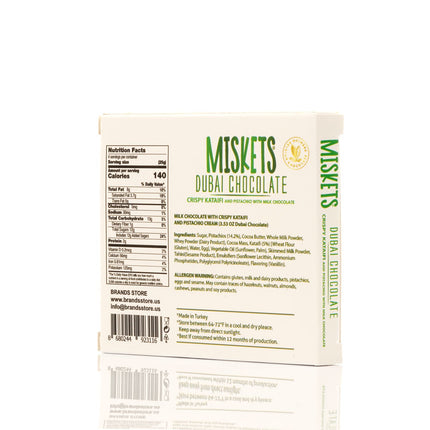 MISKETS MILK CHOCOLATE WITH CRISPY KADAYIF AND PISTACHIO FILLING  (100gr. Dubai Chocolate)