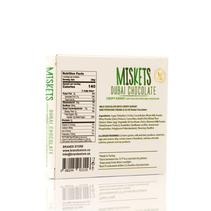 MISKETS MILK CHOCOLATE WITH CRISPY KADAYIF AND PISTACHIO FILLING  (100gr. Dubai Chocolate)