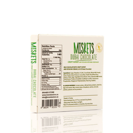MISKETS MILK CHOCOLATE WITH CRISPY KADAYIF AND PISTACHIO FILLING  (100gr. Dubai Chocolate)