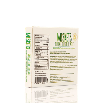 MISKETS MILK CHOCOLATE WITH CRISPY KADAYIF AND PISTACHIO FILLING  (100gr. Dubai Chocolate)