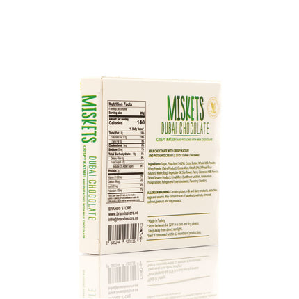 MISKETS MILK CHOCOLATE WITH CRISPY KADAYIF AND PISTACHIO FILLING  (100gr. Dubai Chocolate)