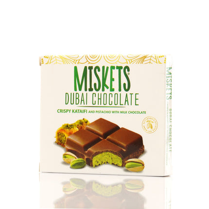 MISKETS MILK CHOCOLATE WITH CRISPY KADAYIF AND PISTACHIO FILLING  (100gr. Dubai Chocolate)