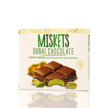 MISKETS MILK CHOCOLATE WITH CRISPY KADAYIF AND PISTACHIO FILLING  (100gr. Dubai Chocolate)