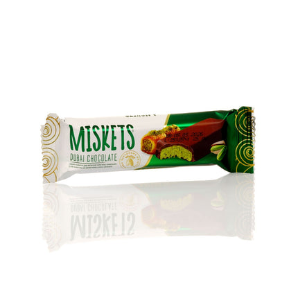 MISKETS MILK CHOCOLATE WITH CRISPY KADAYIF AND PISTACHIO FILLING (25gr.  Dubai Chocolate)