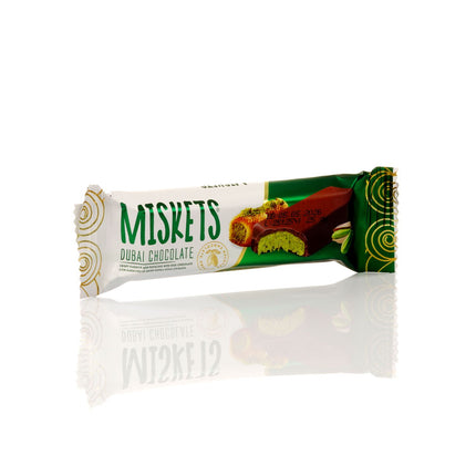 MISKETS MILK CHOCOLATE WITH CRISPY KADAYIF AND PISTACHIO FILLING (25gr.  Dubai Chocolate)