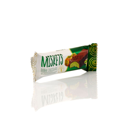 MISKETS MILK CHOCOLATE WITH CRISPY KADAYIF AND PISTACHIO FILLING (25gr.  Dubai Chocolate)