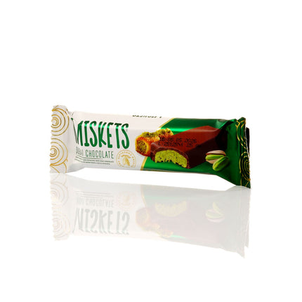 MISKETS MILK CHOCOLATE WITH CRISPY KADAYIF AND PISTACHIO FILLING (25gr.  Dubai Chocolate)