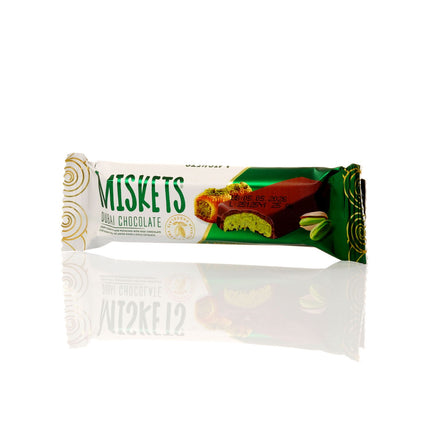 MISKETS MILK CHOCOLATE WITH CRISPY KADAYIF AND PISTACHIO FILLING (25gr.  Dubai Chocolate)