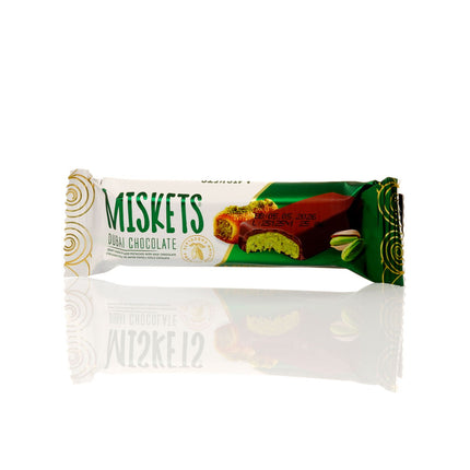 MISKETS MILK CHOCOLATE WITH CRISPY KADAYIF AND PISTACHIO FILLING (25gr.  Dubai Chocolate)