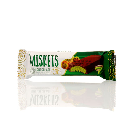 MISKETS MILK CHOCOLATE WITH CRISPY KADAYIF AND PISTACHIO FILLING (25gr.  Dubai Chocolate)