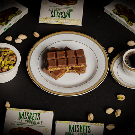 MISKETS MILK CHOCOLATE WITH CRISPY KADAYIF AND PISTACHIO FILLING  (100gr. Dubai Chocolate)