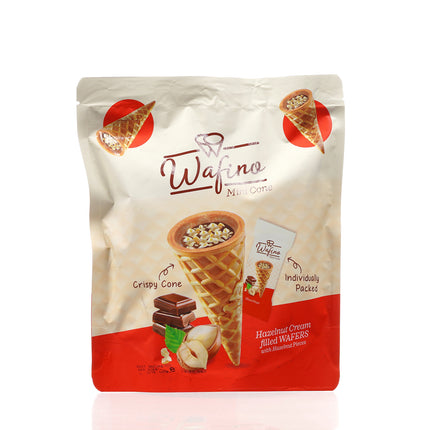 WAFINO WAFFLE CONES FILLED WITH MILK CHOCOLATE AND HAZELNUT CREAM(100gr)