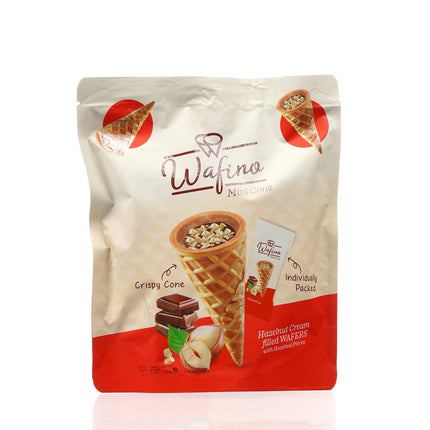 WAFINO WAFFLE CONES FILLED WITH MILK CHOCOLATE AND HAZELNUT CREAM(100gr)