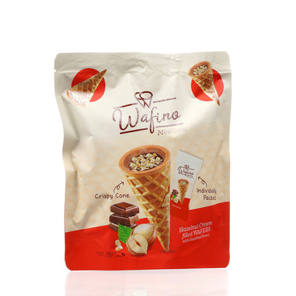 WAFINO WAFFLE CONES FILLED WITH MILK CHOCOLATE AND HAZELNUT CREAM(100gr)