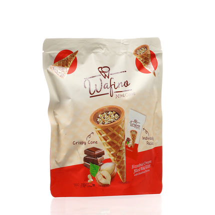 WAFINO WAFFLE CONES FILLED WITH MILK CHOCOLATE AND HAZELNUT CREAM(100gr)