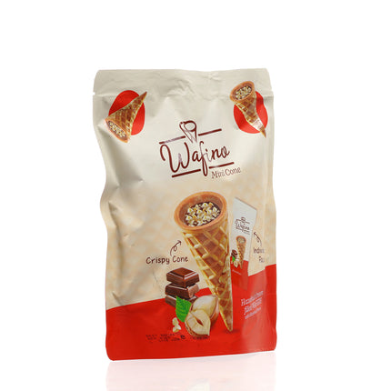 WAFINO WAFFLE CONES FILLED WITH MILK CHOCOLATE AND HAZELNUT CREAM(100gr)