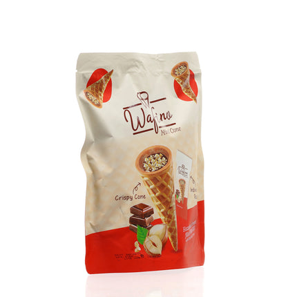 WAFINO WAFFLE CONES FILLED WITH MILK CHOCOLATE AND HAZELNUT CREAM(100gr)