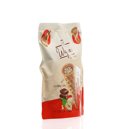 WAFINO WAFFLE CONES FILLED WITH MILK CHOCOLATE AND HAZELNUT CREAM(100gr)