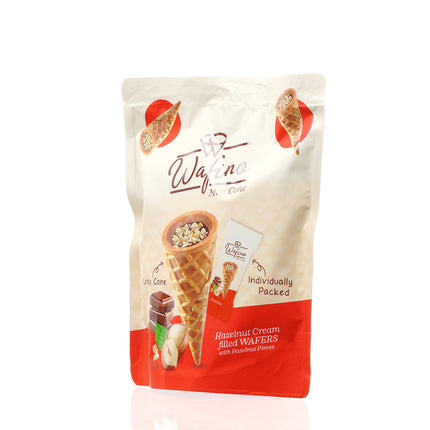 WAFINO WAFFLE CONES FILLED WITH MILK CHOCOLATE AND HAZELNUT CREAM(100gr)