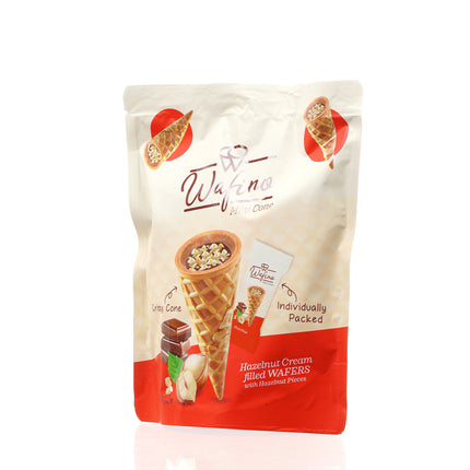 WAFINO WAFFLE CONES FILLED WITH MILK CHOCOLATE AND HAZELNUT CREAM(100gr)
