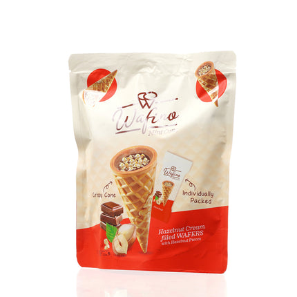 WAFINO WAFFLE CONES FILLED WITH MILK CHOCOLATE AND HAZELNUT CREAM(100gr)