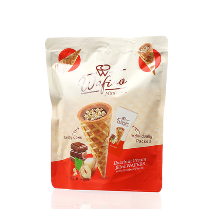 WAFINO WAFFLE CONES FILLED WITH MILK CHOCOLATE AND HAZELNUT CREAM(100gr)