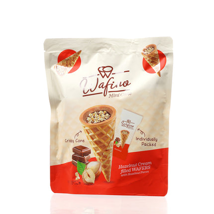 WAFINO WAFFLE CONES FILLED WITH MILK CHOCOLATE AND HAZELNUT CREAM(100gr)