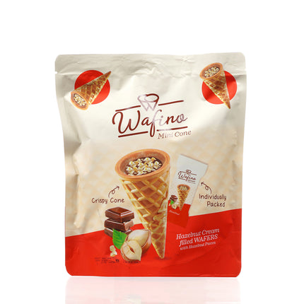 WAFINO WAFFLE CONES FILLED WITH MILK CHOCOLATE AND HAZELNUT CREAM(100gr)