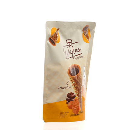 WAFINO WAFFLE CONES FILLED WITH MILK CHOCOLATE AND CARAMEL CREAM (100gr)