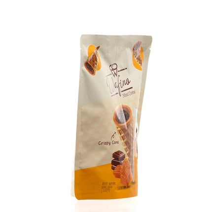 WAFINO WAFFLE CONES FILLED WITH MILK CHOCOLATE AND CARAMEL CREAM (100gr)
