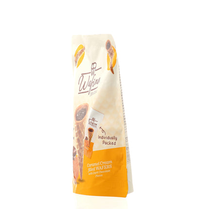 WAFINO WAFFLE CONES FILLED WITH MILK CHOCOLATE AND CARAMEL CREAM (100gr)