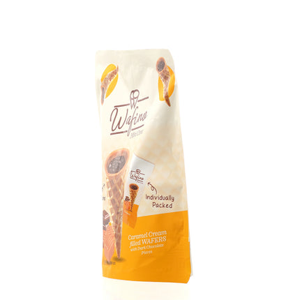 WAFINO WAFFLE CONES FILLED WITH MILK CHOCOLATE AND CARAMEL CREAM (100gr)