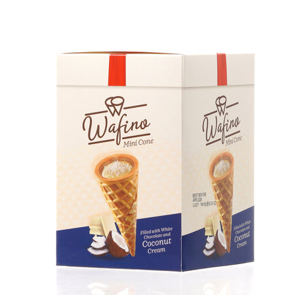 WAFINO WAFFLE CONES FILLED WITH WHITE CHOCOLATE AND COCONUT CREAM