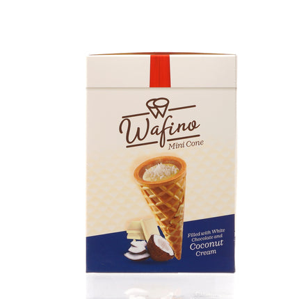 WAFINO WAFFLE CONES FILLED WITH WHITE CHOCOLATE AND COCONUT CREAM