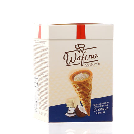 WAFINO WAFFLE CONES FILLED WITH WHITE CHOCOLATE AND COCONUT CREAM