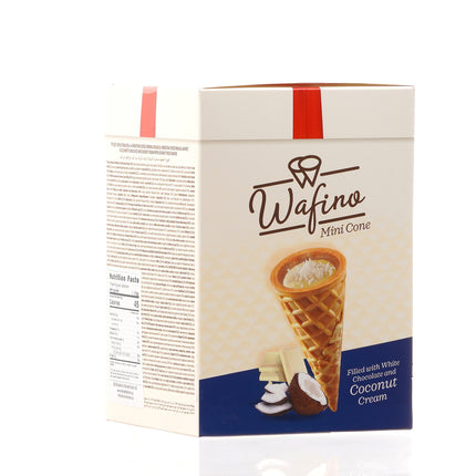 WAFINO WAFFLE CONES FILLED WITH WHITE CHOCOLATE AND COCONUT CREAM