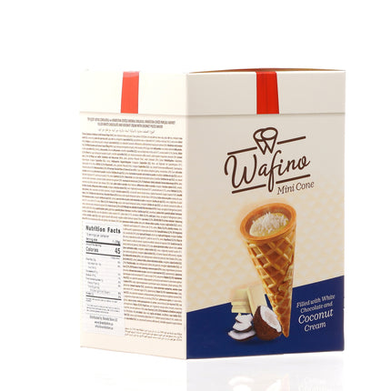 WAFINO WAFFLE CONES FILLED WITH WHITE CHOCOLATE AND COCONUT CREAM