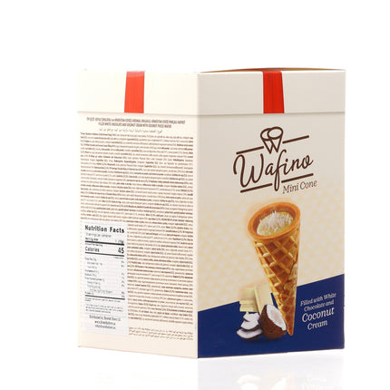 WAFINO WAFFLE CONES FILLED WITH WHITE CHOCOLATE AND COCONUT CREAM