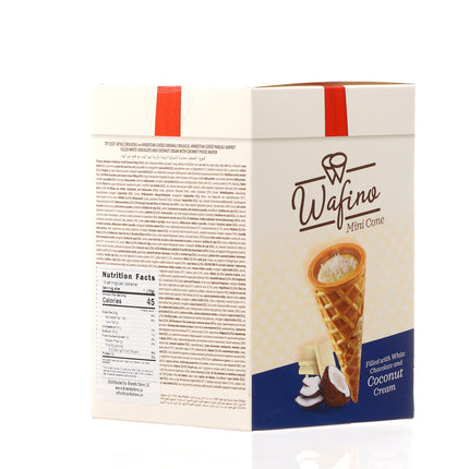 WAFINO WAFFLE CONES FILLED WITH WHITE CHOCOLATE AND COCONUT CREAM